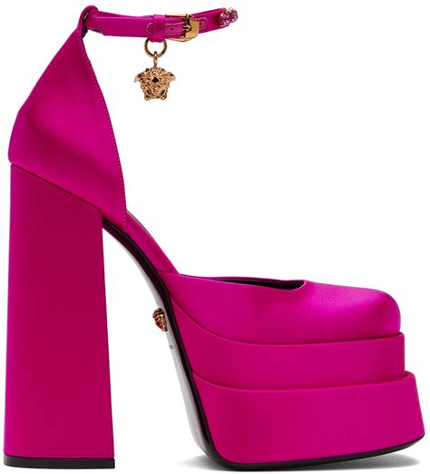 versace pink platform heels.